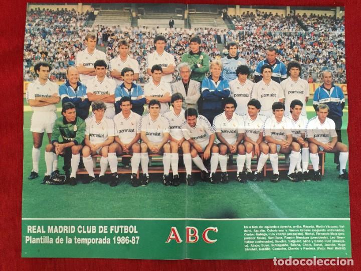 Coleccionismo deportivo: CARTEL POSTER ABC PLANTILLA ALINEACION REAL MADRID TEMPORADA 86 87 1986 1987