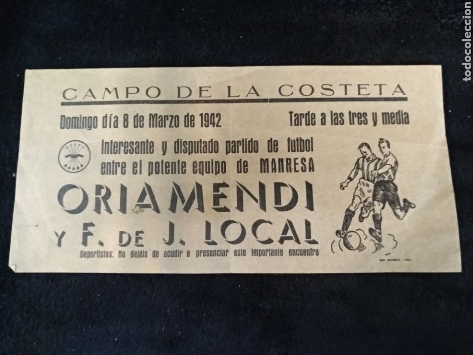 Sammelleidenschaft Sport: Folleto partido campo costeta 1942, Oriamedi y F. De J.Local