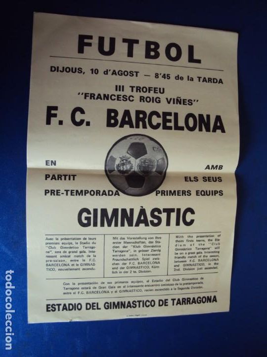 Collezionismo sportivo: (GT-07)CARTEL GIMNASTIC-F.C.BARCELONA III TROFEU FRANCESC ROIG VI&Ntilde;ES