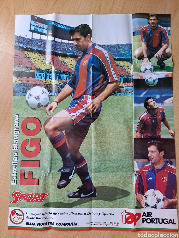 Coleccionismo deportivo: Poster Figo FC Barcelona. Estrellas blaugrana. DiariSport
