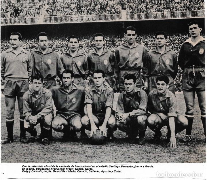 Collezionismo sportivo: SELECCI&Oacute;N ESPA&Ntilde;OLA DE F&Uacute;TBOL B: Recorte de un equipo de 1955