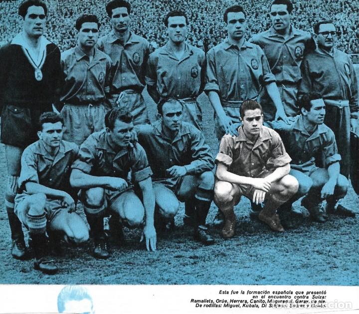Collezionismo sportivo: SELECCI&Oacute;N ESPA&Ntilde;OLA DE F&Uacute;TBOL: Recorte de un equipo de 1957. Espa&ntilde;a 2-Suiza 2