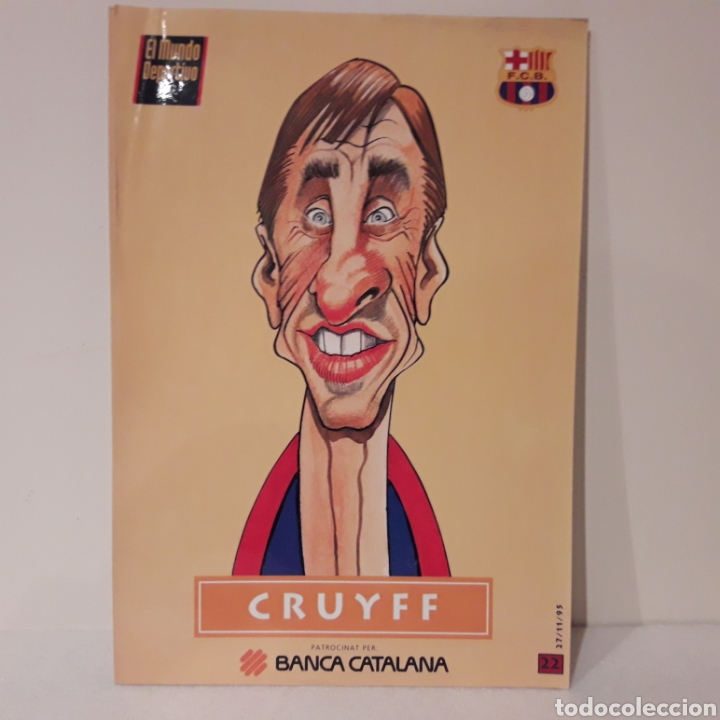 Collectionnisme sportif: 5 caricaturas Bar&ccedil;a. Cruyff, Lopetegui, Ivan, S. Jara, Escaich. Tama&ntilde;o folio