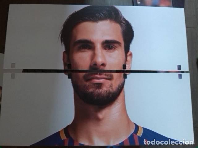 Coleccionismo deportivo: L&aacute;mina decorativa doble Bar&ccedil;a FCB Andr&eacute; Gomes. Medidas: 15 X 40 cm por l&aacute;mina. Figura completa: 30