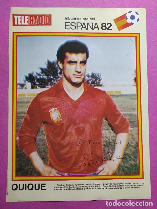 Collectionnisme sportif: LAMINA MINI POSTER QUIQUE SELECCION ESPA&Ntilde;OLA ALBUM ORO MUNDIAL ESPA&Ntilde;A 82 TELERADIO ATLETICO MADRID