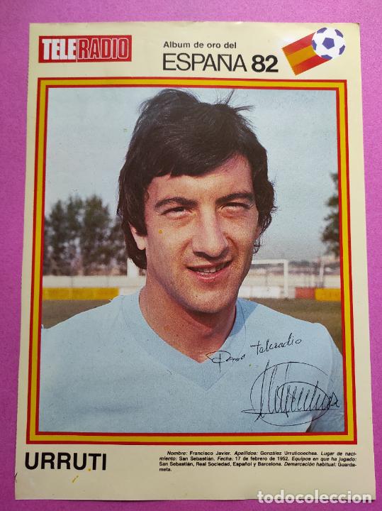 Collectionnisme sportif: LAMINA MINI POSTER URRUTI SELECCION ESPA&Ntilde;OLA ALBUM ORO MUNDIAL ESPA&Ntilde;A 82 TELERADIO FC BARCELONA