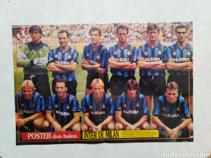 Coleccionismo deportivo: P&oacute;ster Don bal&oacute;n &Iacute;NTER DE MIL&Aacute;N, campe&oacute;n de la copa de la uefa 90-91