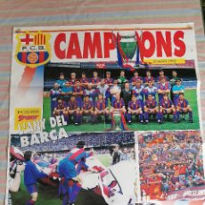 Coleccionismo deportivo: POSTER BARCELONA BARCA SPORT DOBLETE CAMPEONES DE EUROPA Y DE LIGA 1992. Lote 264525624