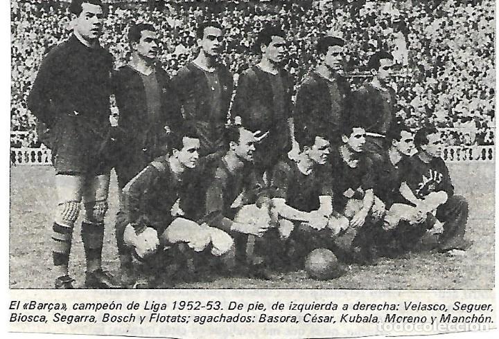 Coleccionismo deportivo: BAR&Ccedil;A: Recorte de un equipo de la temporada 52-53
