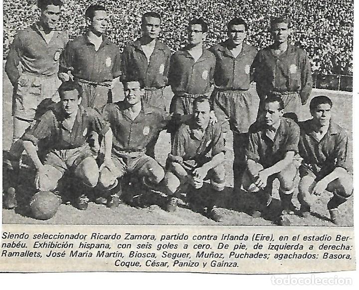 Collectionnisme sportif: SELECCI&Oacute;N ESPA&Ntilde;OLA DE F&Uacute;TBOL: Recorte de un equipo de 1952, Espa&ntilde;a 6-Irlanda 0