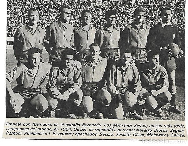 Collectionnisme sportif: SELECCI&Oacute;N ESPA&Ntilde;OLA DE F&Uacute;TBOL: Recorte de un equipo de 1952, Espa&ntilde;a 2-Alemania 2