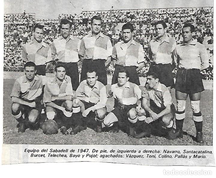 Collectionnisme sportif: CD. SABADELL: Recorte de un equipo de 1947