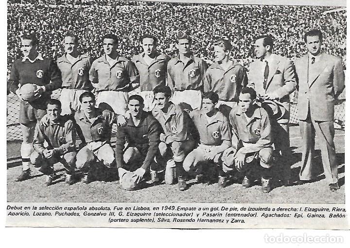 Collectionnisme sportif: SELECCI&Oacute;N ESPA&Ntilde;OLA DE F&Uacute;TBOL: Recorte de un equipo de 1949. Portugal 1-Espa&ntilde;a 1