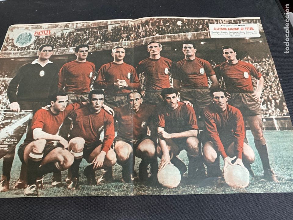 Coleccionismo deportivo: SELECCI&Oacute;N ESPA&Ntilde;OLA, CAMPEONATO DEL MUNDO. P&Oacute;STER CARTEL 50X33 CM. SEMANA