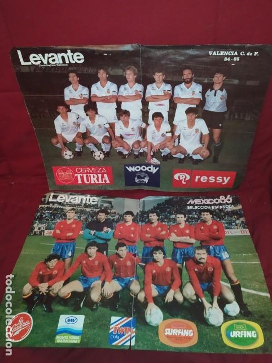 Collezionismo sportivo: CARTEL POSTER FUTBOL SELECCION ESPA&Ntilde;OLA MEXICO 86 LEVANTE VALENCIA C DE F 84 / 85