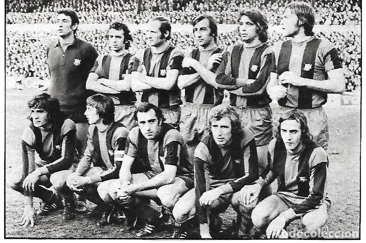 Collezionismo sportivo: BAR&Ccedil;A: Recorte de un equipo de la temporada 74-75. LEEDS UNITED 2-BAR&Ccedil;A 1