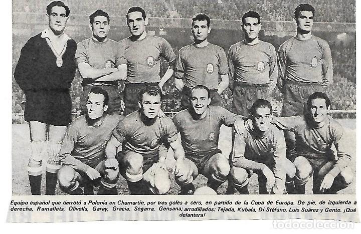 Collezionismo sportivo: SELECCI&Oacute;N ESPA&Ntilde;OLA DE F&Uacute;TBOL: Recorte de un equipo de 1959, Espa&ntilde;a 3-Polonia 0
