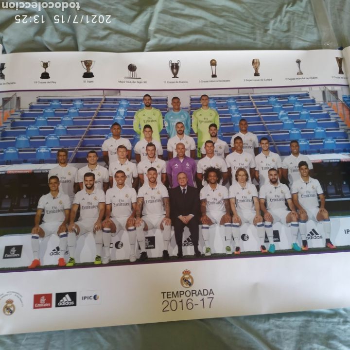Collectionnisme sportif: P&oacute;ster grande 91,5 x 61 cm Real Madrid plantilla alineaci&oacute;n temporada 2016 2017