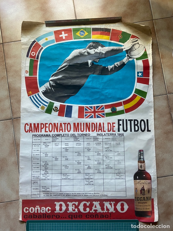 Sammelleidenschaft Sport: Cartel Calendario mundial f&uacute;tbol 1966 Inglaterra co&ntilde;ac decano