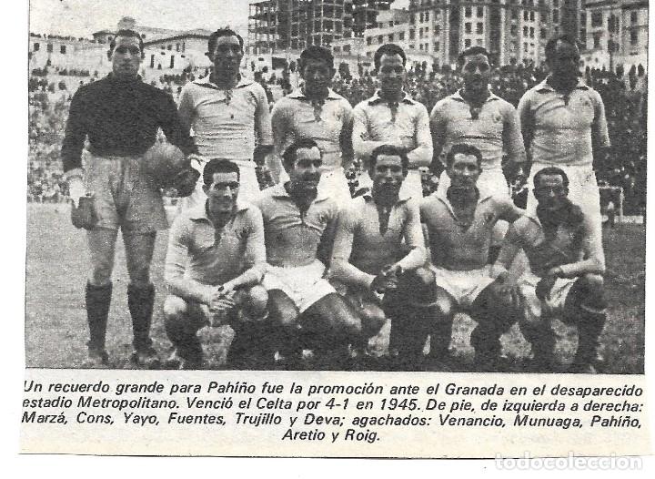Collezionismo sportivo: REAL CLUB CELTA DE VIGO: Recorte de un equipo de 1945, Promoci&oacute;n victoriosa, Celta 4-Granada 1