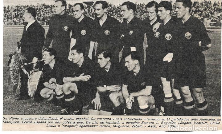 Coleccionismo deportivo: SELECCI&Oacute;N ESPA&Ntilde;OLA DE F&Uacute;TBOL: Recorte de un equipo de 1936