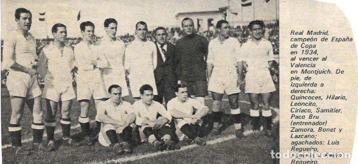 Coleccionismo deportivo: REAL MADRID: Recorte del equipo Campe&oacute;n de Copa en 1934