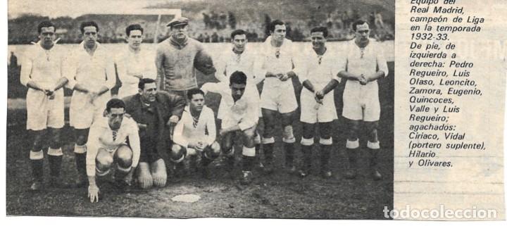 Coleccionismo deportivo: REAL MADRID: Recorte del equipo Campe&oacute;n de Liga 32-33