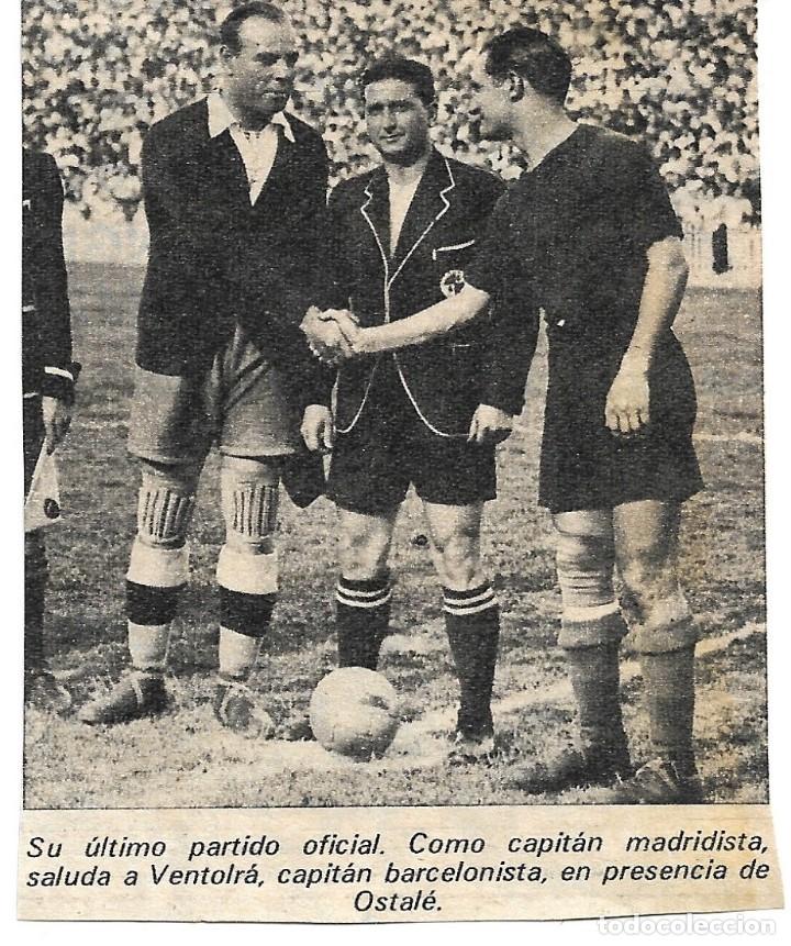 Coleccionismo deportivo: REALMADRID: Recorte de ZAMORA saludando al barcelonista Ventolr&aacute; en la Final de Copa de 1936