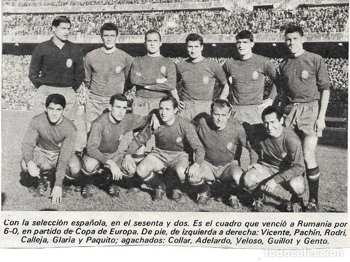 Sammelleidenschaft Sport: SELECCI&Oacute;N ESPA&Ntilde;OLA DE F&Uacute;TBOL: Recorte de un equipo de 1962, Espa&ntilde;a 6-Ruman&iacute;a 0