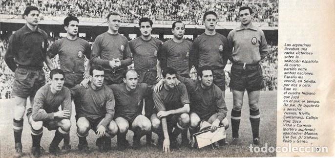 Collezionismo sportivo: SELECCI&Oacute;N ESPA&Ntilde;OLA DE F&Uacute;TBOL: Gran recorte de un equipo de 1961. Espa&ntilde;a 2-Argentina 0