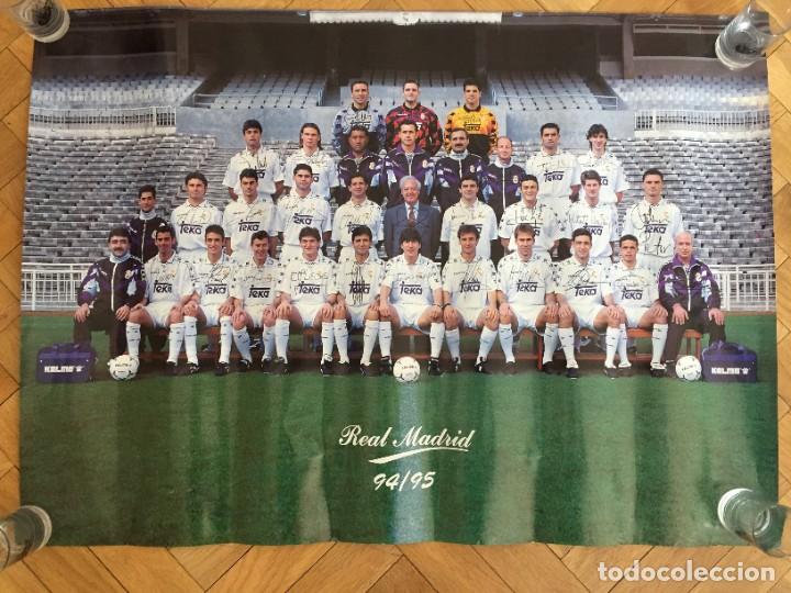 Collectionnisme sportif: CARTEL POSTER OFICIAL REAL MADRID TEMPORADA 94 95 1994 1995 CON AUTOGRAFOS FIRMAS TEKA