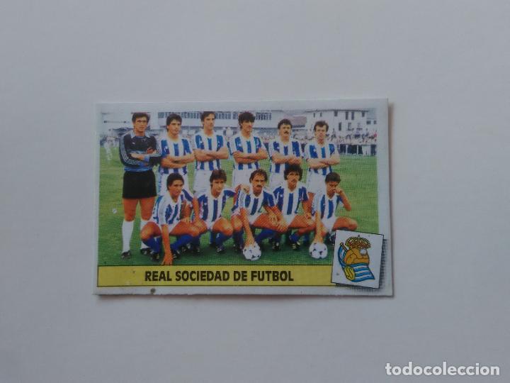 Collectionnisme sportif: EQUIPO ALINEACI&Oacute;N REAL SOCIEDAD CROMO TARJETA LIGA FUTBOL EDICIONES ESTE 1986-1987 86-87