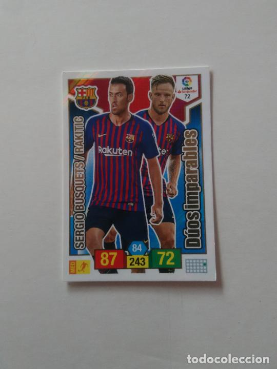 Collectionnisme sportif: 72 BUSQUETS RAKITIC BARCELONA BAR&Ccedil;A CROMO TARJETA ADRENALYN PANINI LIGA FUTBOL 2018-2019 18-19