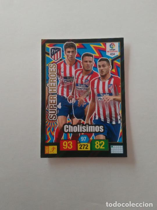 Coleccionismo deportivo: 434 RODRI SAUL KOKE ATLETICO MADRID CHOL&Iacute;SIMOS SUPER H&Eacute;ROES CROMO ADRENALYN PANINI 2018-2019 18-19