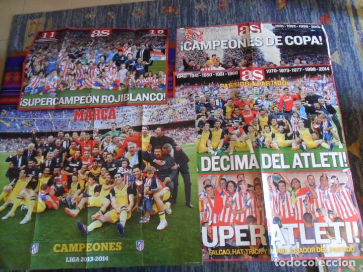 Collectionnisme sportif: CARTEL AS ATL&Eacute;TICO DE MADRID CAMPE&Oacute;N LIGA SUPERCOPA 2014 EUROPA 2012 COPA DEL REY 2013 REGALO MARCA