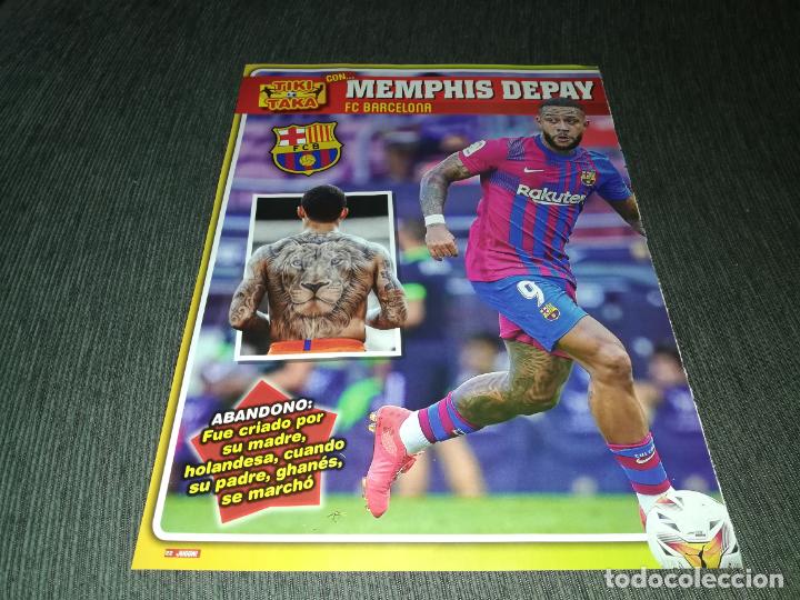 Coleccionismo deportivo: HOJA TIPO POSTER MEMPHIS DEPAY FC BARCELONA JUGON 2021 2022 21 22 TAMA&Ntilde;O FOLIO