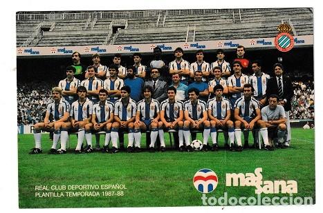 Coleccionismo deportivo: PLANTILLA DEL REAL CLUB DEPORTIVO ESPA&Ntilde;OL DE LA TEMPORADA 1987-88