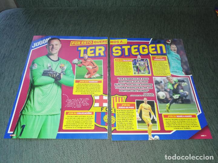 Collectionnisme sportif: HOJAS TIPO POSTER TER STEGEN FC BARCELONA RECORTES REVISTA JUGON 2020 2021 20 21 TAMA&Ntilde;O FOLIO