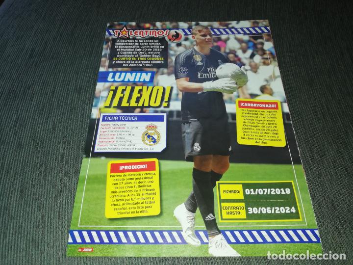 Collectionnisme sportif: HOJA TIPO POSTER LUNIN REAL MADRID RECORTES REVISTA JUGON 2020 2021 20 21 TAMA&Ntilde;O FOLIO