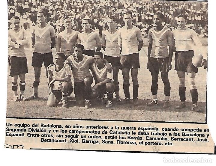 Collectionnisme sportif: CF. BADALONA: Recorte de un equipo anterior a la Guerra Civil