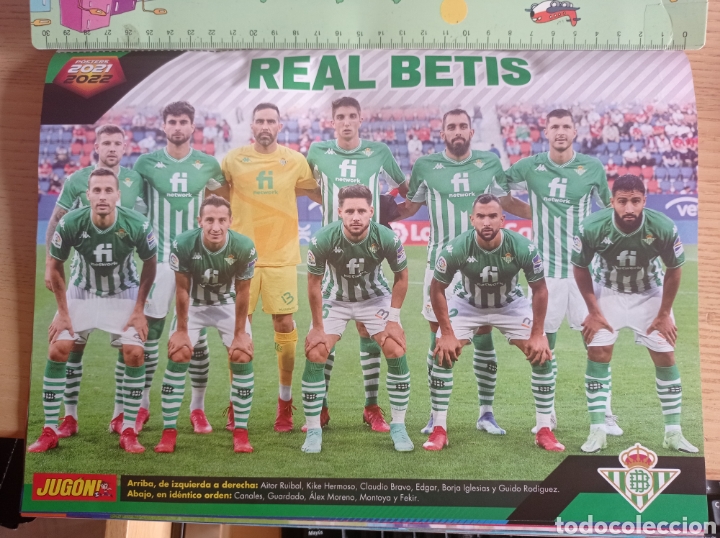 Collectionnisme sportif: F&Uacute;TBOL P&Oacute;STER ALINEACI&Oacute;N REAL BETIS 2021 2022 REVISTA JUG&Oacute;N
