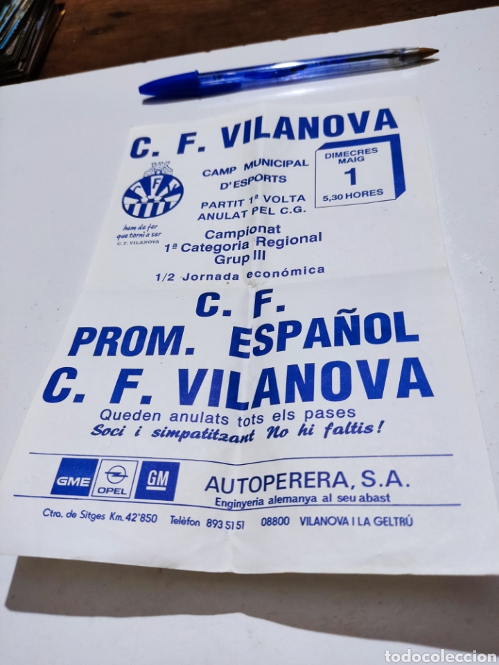 Sammelleidenschaft Sport: C.F.Vilanova. Anuncio partido de f&uacute;tbol