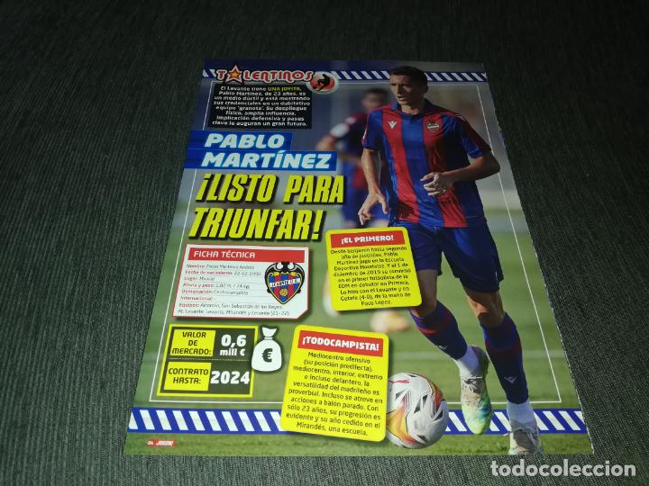 Collectionnisme sportif: HOJA TIPO POSTER PABLO MARTINEZ LEVANTE JUGON 2021 2022 21 22 TAMA&Ntilde;O FOLIO