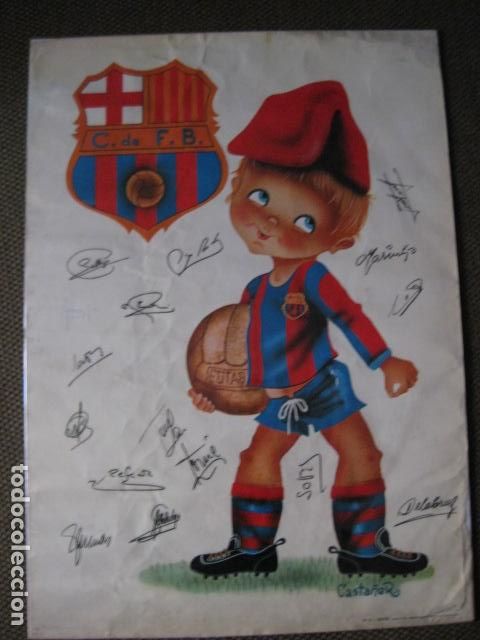 Coleccionismo deportivo: POSTER CARTEL ORIGINAL FUTBOL CLUB BARCELONA CON 18 AUTOGRAFOS FIRMAS CRUYFF SOTIL