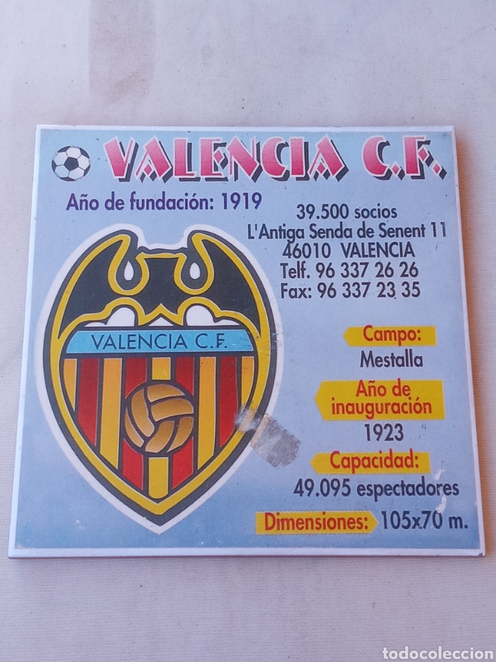 Collectionnisme sportif: **BONITO AZULEJO PARA COLGAR DEL, -- VALENCIA C.F. I ALGUNAS CURIOSIDADES** 15/15 CM.