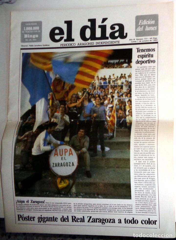 Collezionismo sportivo: P&Oacute;STER GRAN FORMATO F&Uacute;TBOL REAL ZARAGOZA LIGA TEMPORADA 1984 1985 84/85. EL D&Iacute;A. PUBLICIDAD CERVEZA