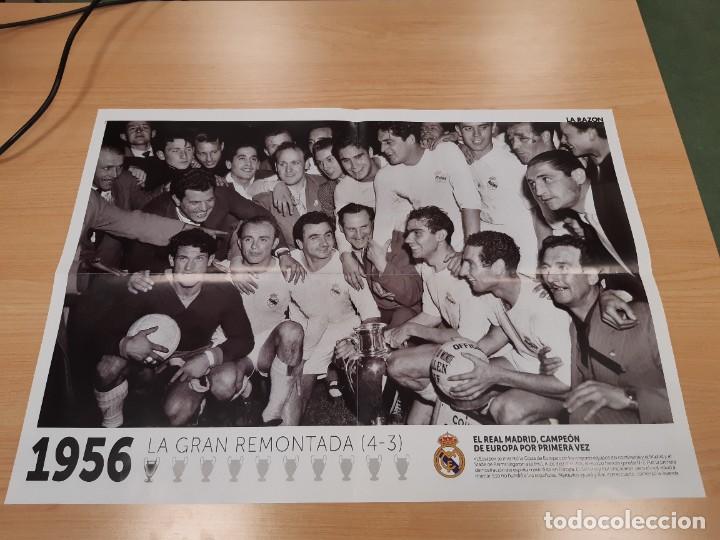 Collezionismo sportivo: POSTER REAL MADRID CAMPEONES DE EUROPA CHAMPIONS LEAGUE LA RAZ&Oacute;N 1956 TAMA&Ntilde;O A2 APROXIMADAMENTE