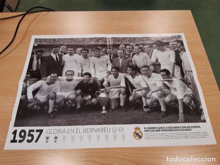 Collezionismo sportivo: POSTER REAL MADRID CAMPEONES DE EUROPA CHAMPIONS LEAGUE LA RAZ&Oacute;N 1957 TAMA&Ntilde;O A2 APROXIMADAMENTE
