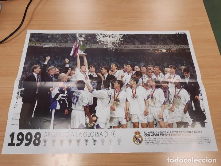 POSTER REAL MADRID CAMPEONES DE EUROPA CHAMPIONS LEAGUE LA RAZÓN 1998  TAMAÑO A2 APROXIMADAMENTE