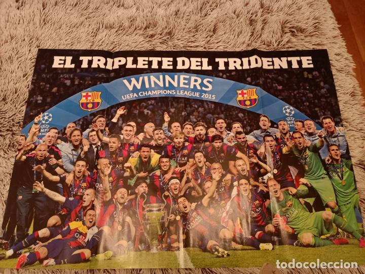 Collezionismo sportivo: POSTER DOBLE. BARCELONA CAMPEON CHAMPIONS LEAGUE 2015 Y POSTER SEVILLA CAMPEON EUROPA LEAGUE 2015.